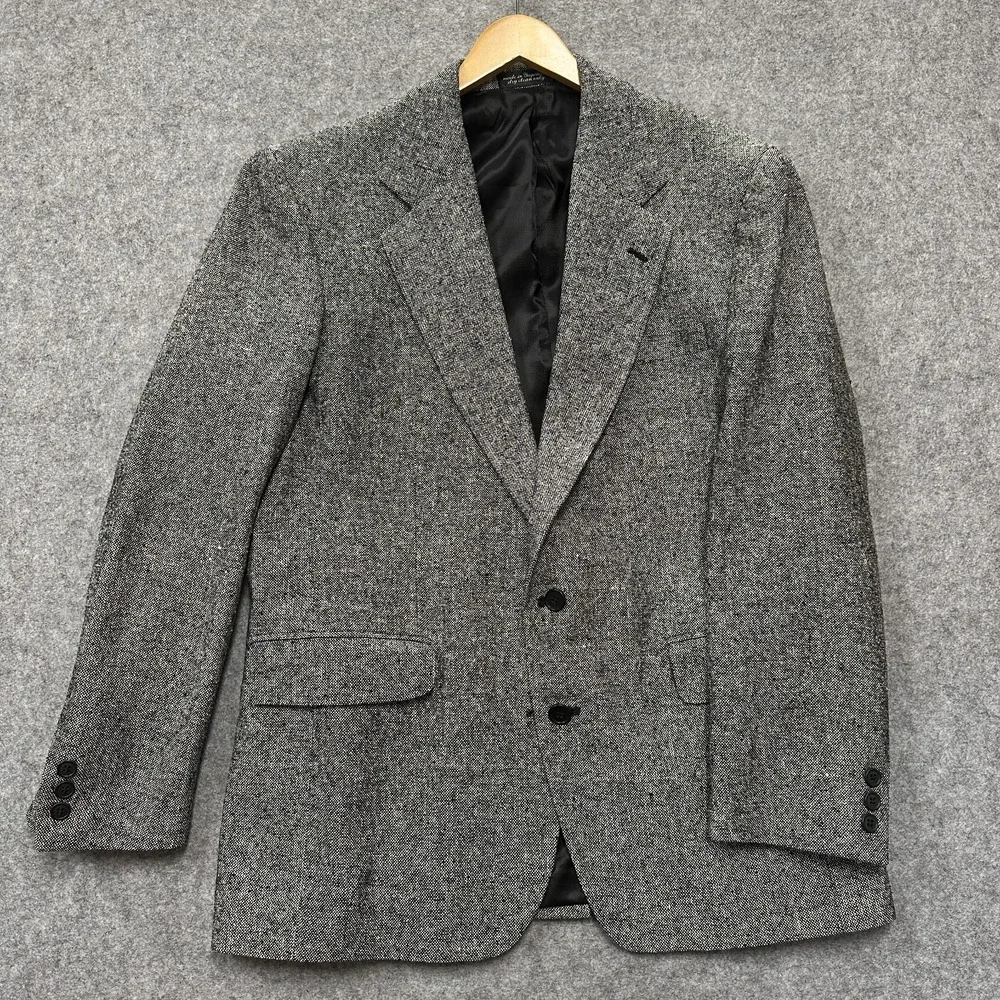 Vintage Roberto Vasalli 100% Silk Tweed Sport Coat Mens R42 Gray Yugoslavia‎